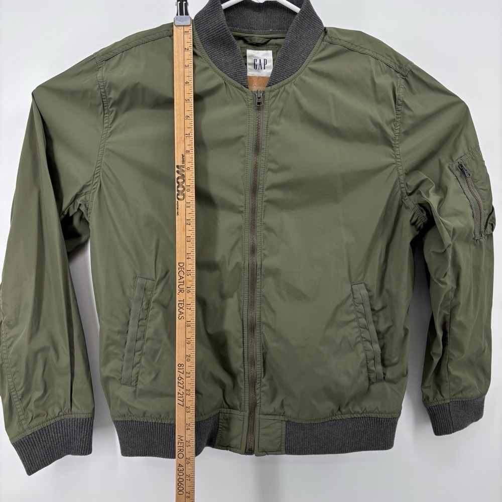 Gap Lightweight Bomber Jacket Army Green Y2K Aviator Nylon Flight Zips Mens L - Picture 13 of 15
